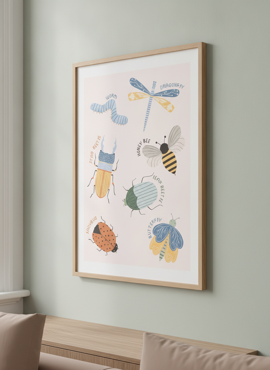 Modern wall art styled above a sofa in a neutral living room