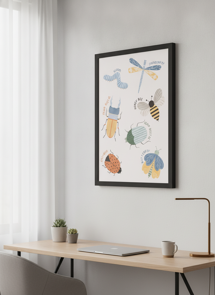 Contemporary wall art featured in a bright modern office workspace