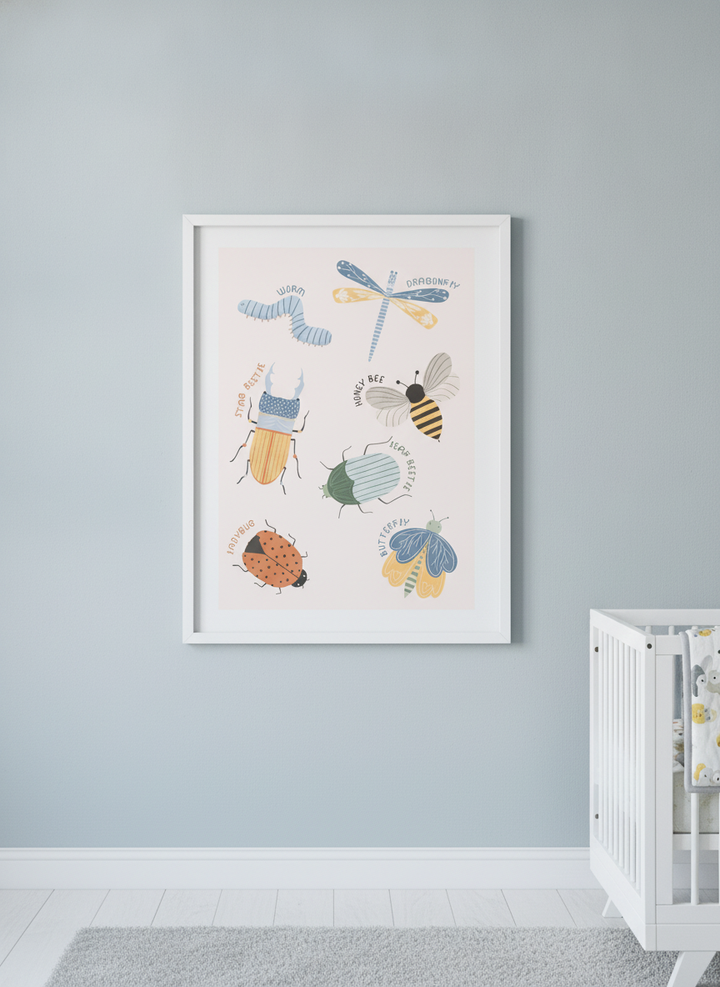 Soft neutral wall art styled in a serene nursery with pastel tones