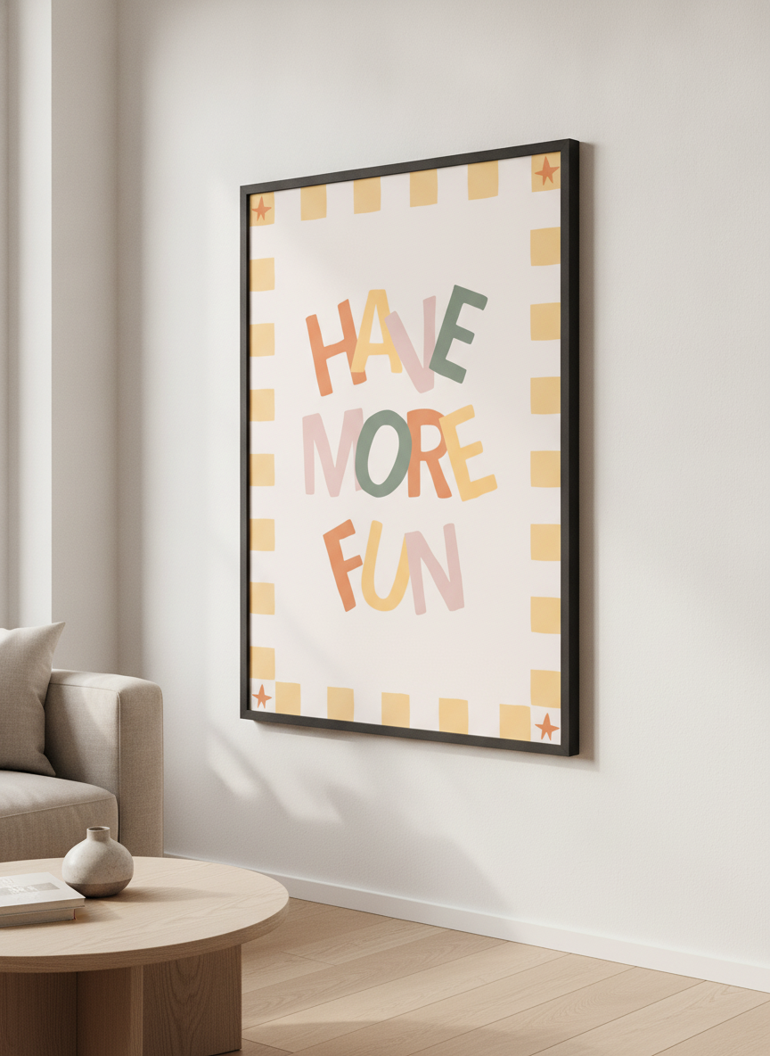 Modern wall art styled above a sofa in a neutral living room