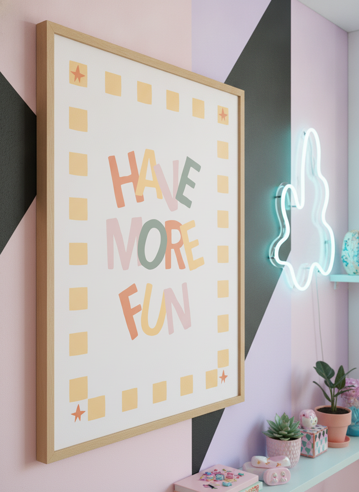 Bold wall art styled in a colourful, eclectic modern home