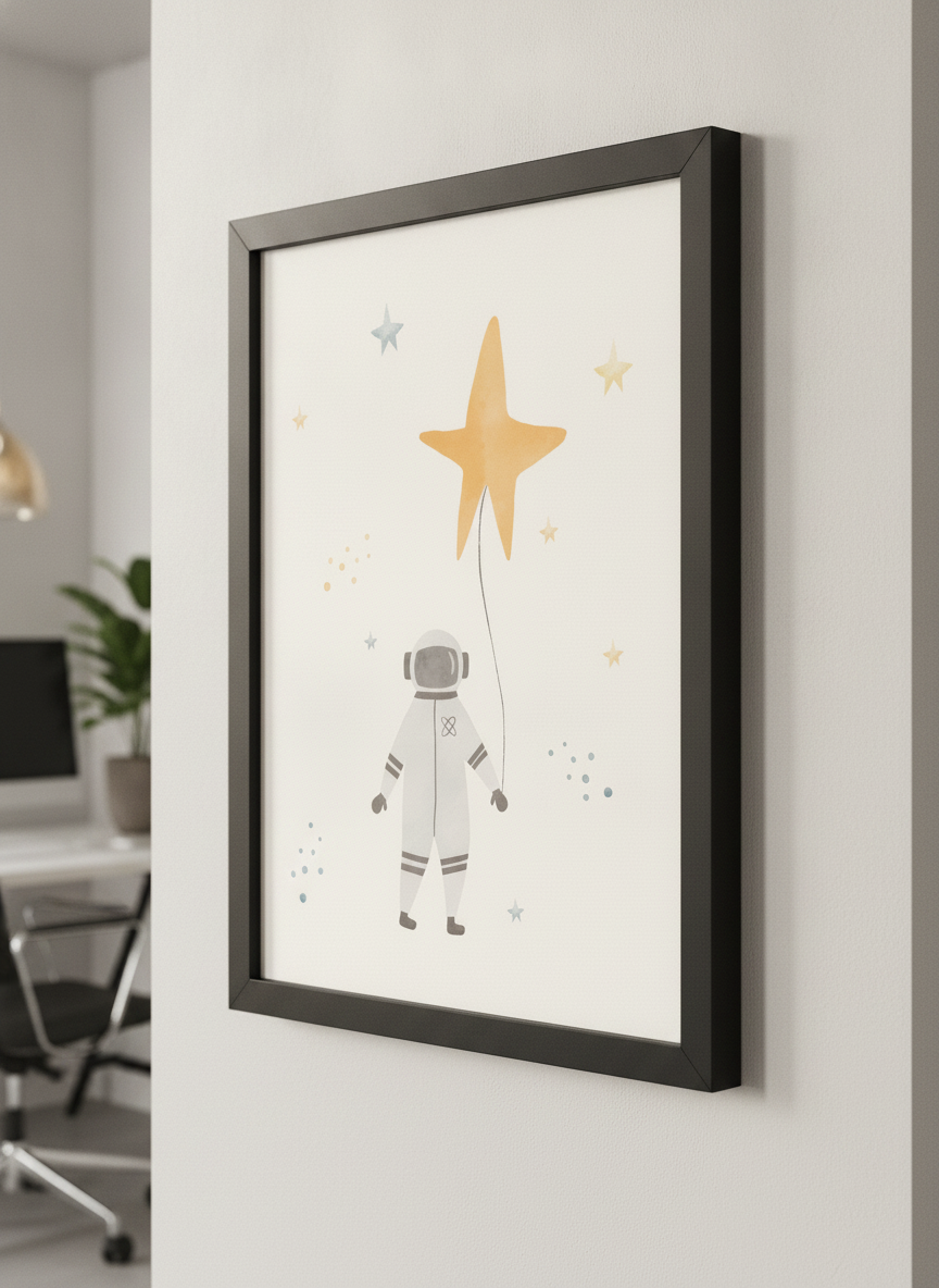 Contemporary wall art featured in a bright modern office workspace
