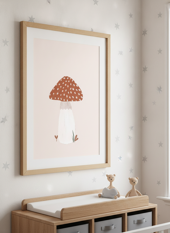 Soft neutral wall art styled in a serene nursery with pastel tones