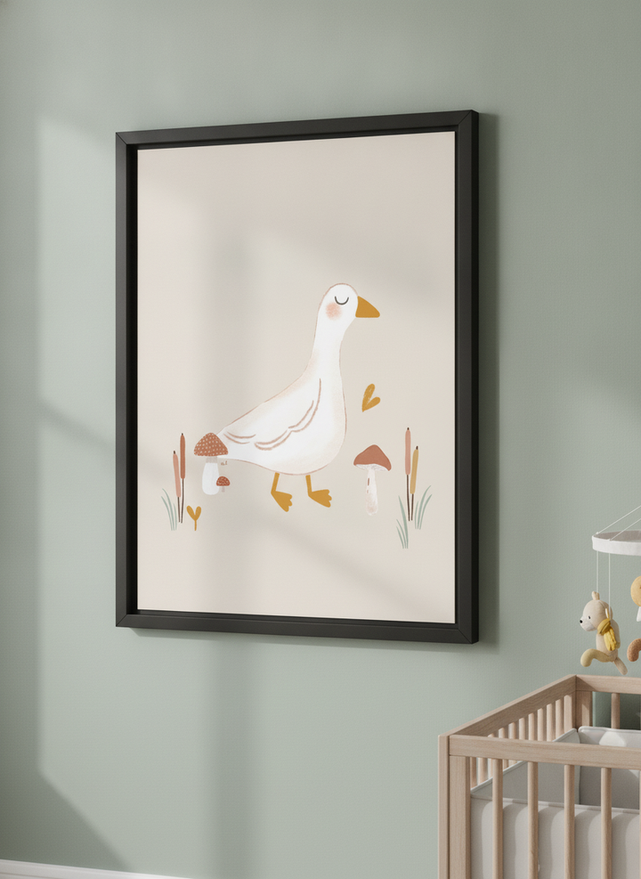 Soft neutral wall art styled in a serene nursery with pastel tones
