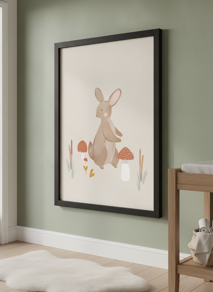 Soft neutral wall art styled in a serene nursery with pastel tones