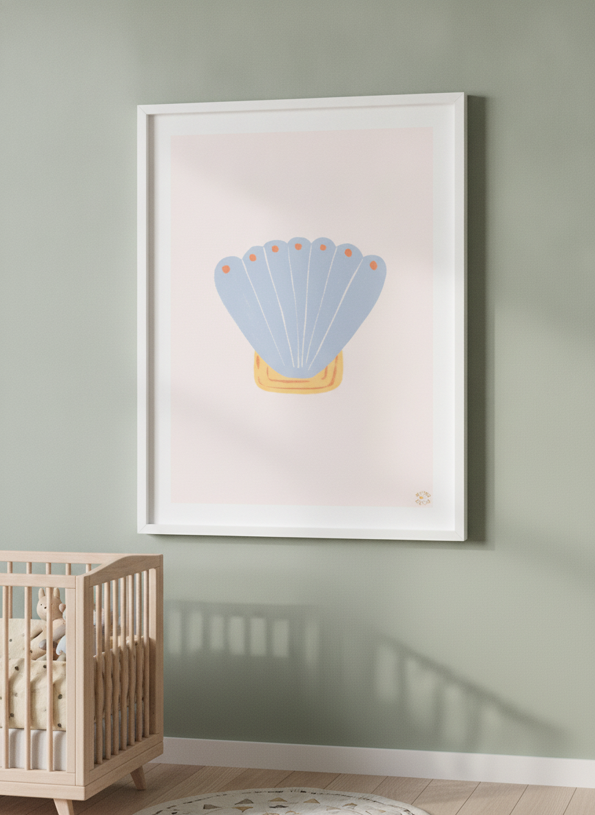 Soft neutral wall art styled in a serene nursery with pastel tones