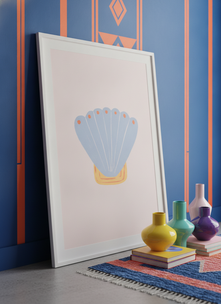 Bold wall art styled in a colourful, eclectic modern home