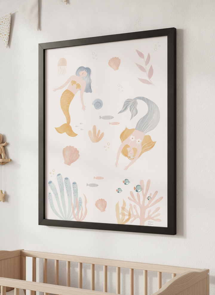 Soft neutral wall art styled in a serene nursery with pastel tones