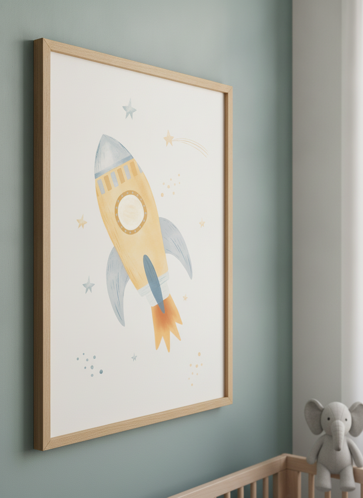 Soft neutral wall art styled in a serene nursery with pastel tones