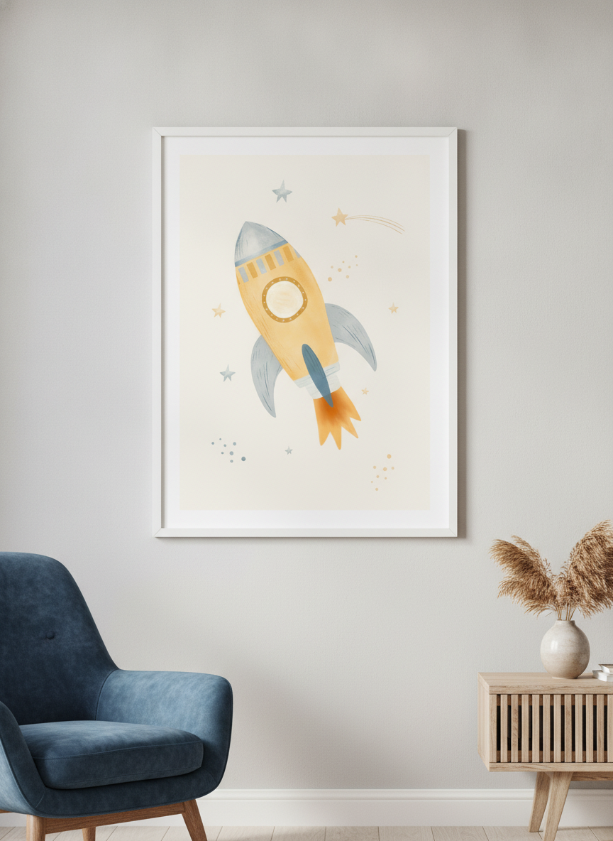 Modern wall art styled above a sofa in a neutral living room