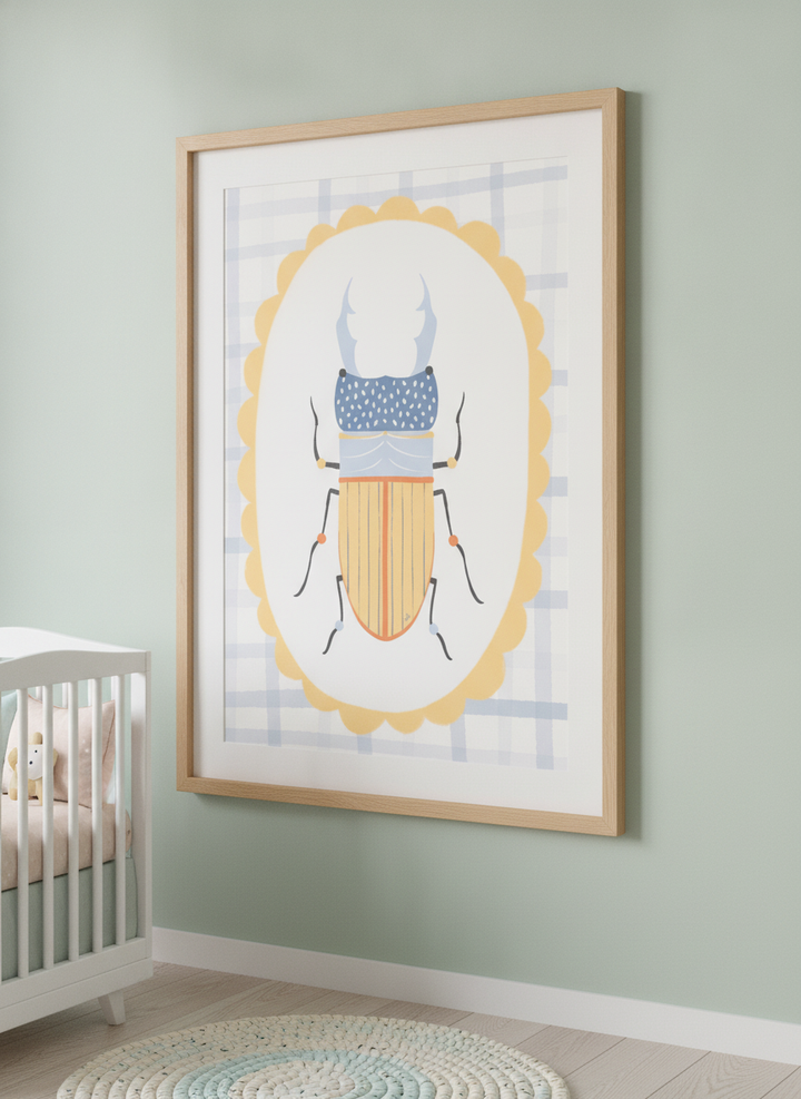 Soft neutral wall art styled in a serene nursery with pastel tones