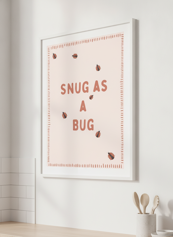 Artwork styled on the wall of a bright modern kitchen