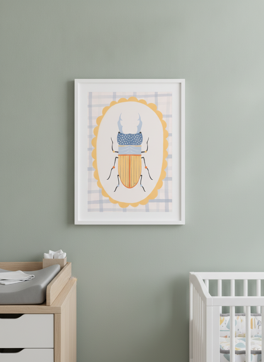Soft neutral wall art styled in a serene nursery with pastel tones