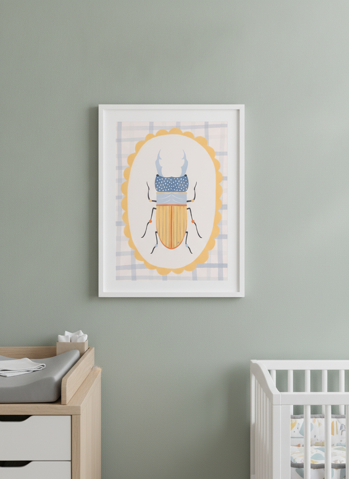 Soft neutral wall art styled in a serene nursery with pastel tones