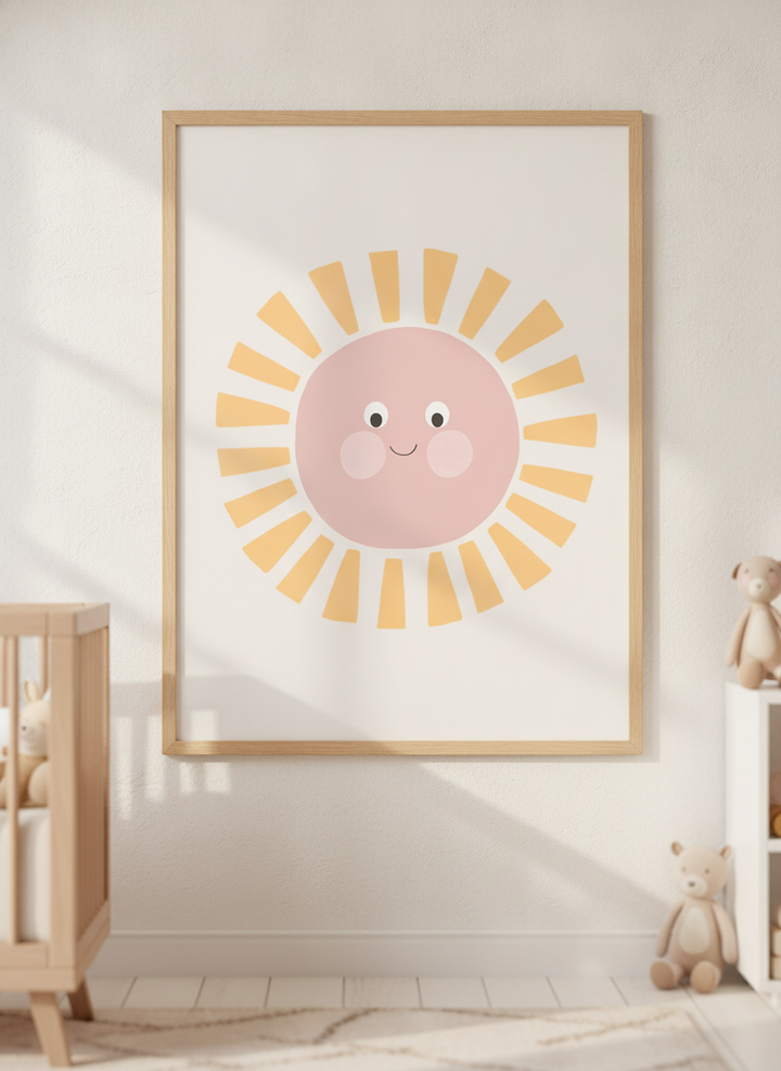 Soft neutral wall art styled in a serene nursery with pastel tones