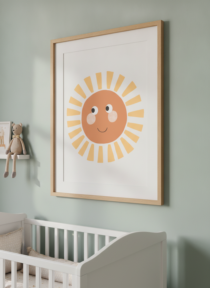 Soft neutral wall art styled in a serene nursery with pastel tones
