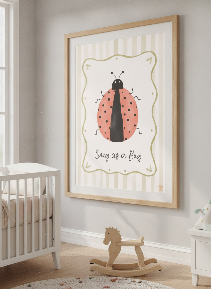 Soft neutral wall art styled in a serene nursery with pastel tones