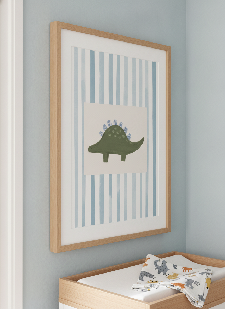 Soft neutral wall art styled in a serene nursery with pastel tones