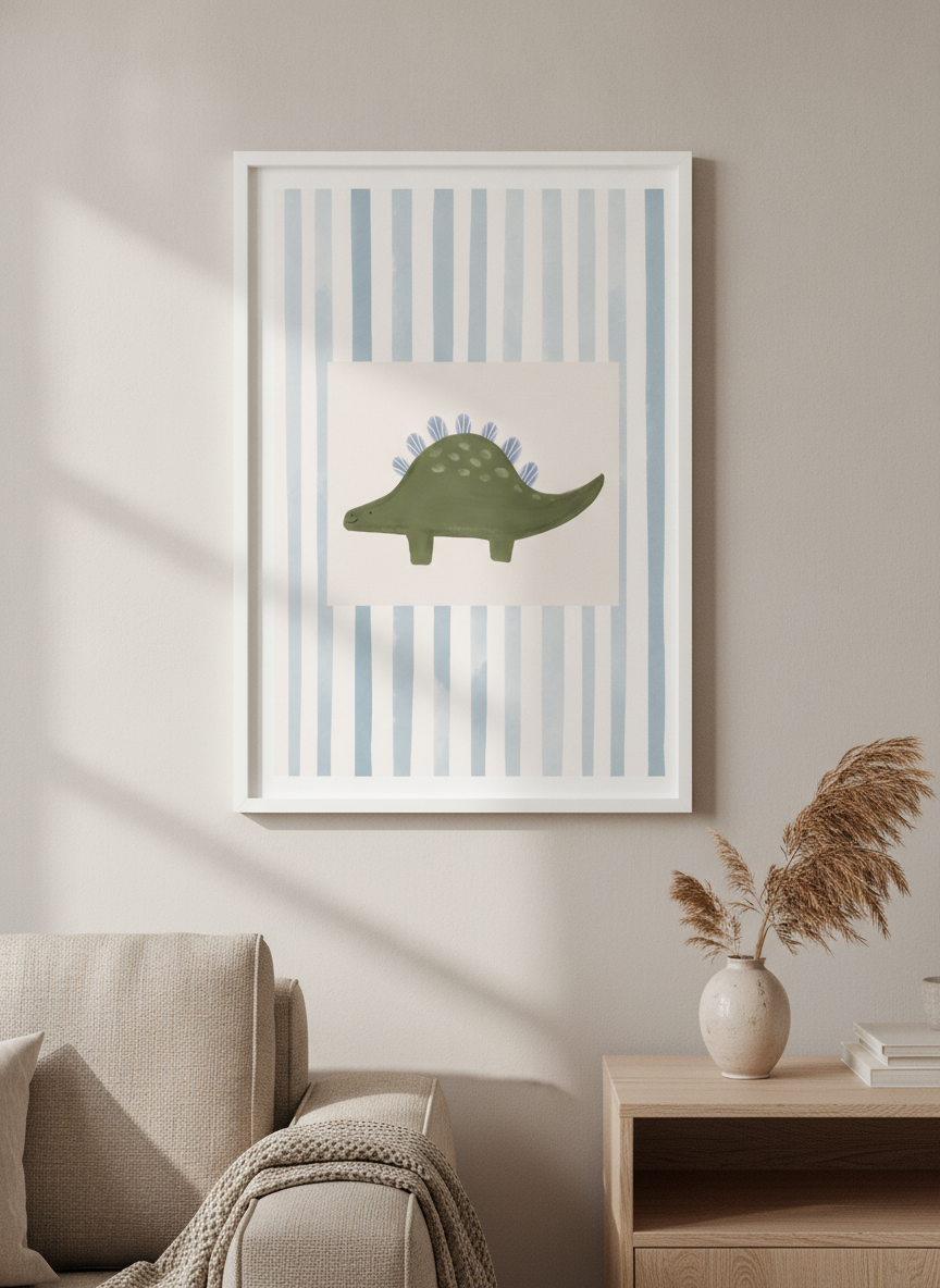 Modern wall art styled above a sofa in a neutral living room