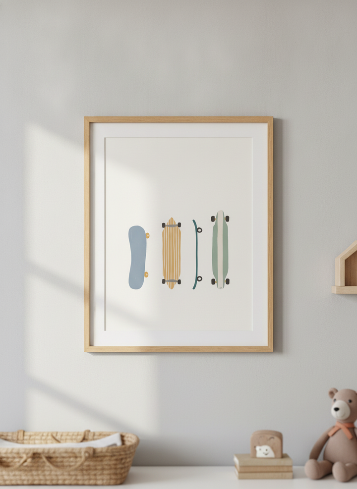 Soft neutral wall art styled in a serene nursery with pastel tones