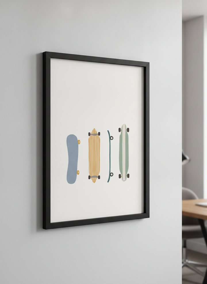 Contemporary wall art featured in a bright modern office workspace