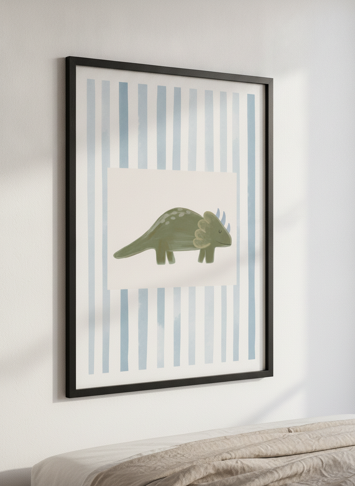Minimalist artwork displayed in a calm, light-filled bedroom interior