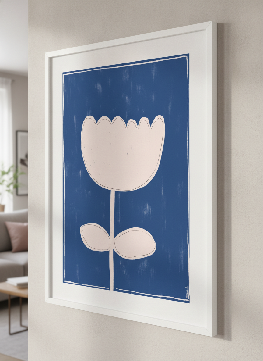 Modern wall art styled above a sofa in a neutral living room