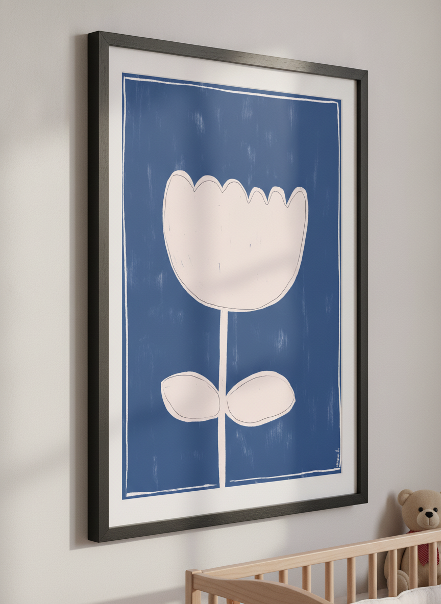 Soft neutral wall art styled in a serene nursery with pastel tones