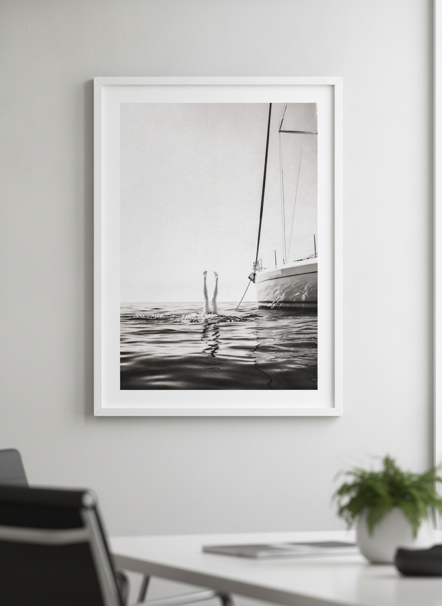 Contemporary wall art featured in a bright modern office workspace