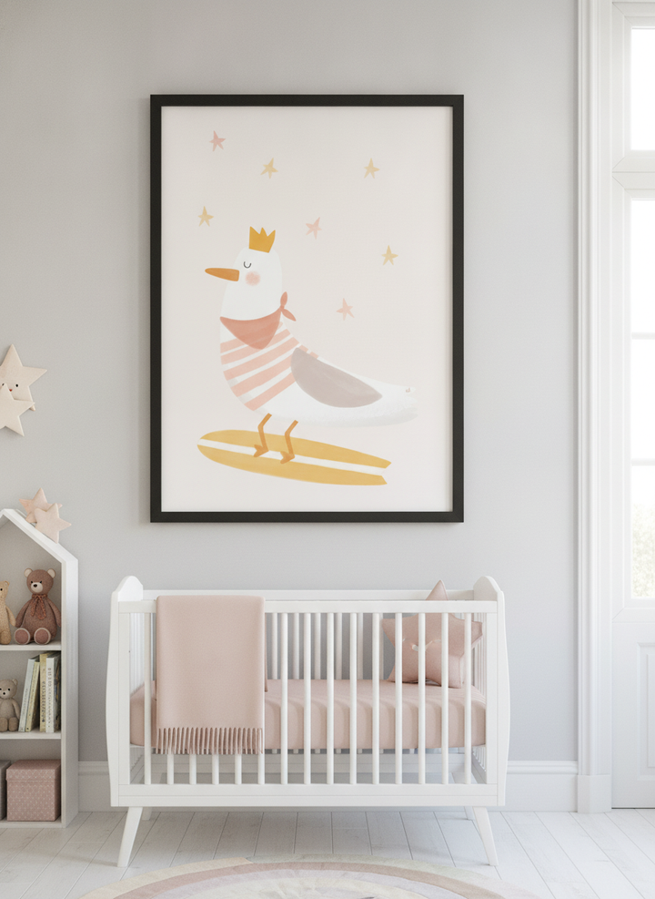 Soft neutral wall art styled in a serene nursery with pastel tones