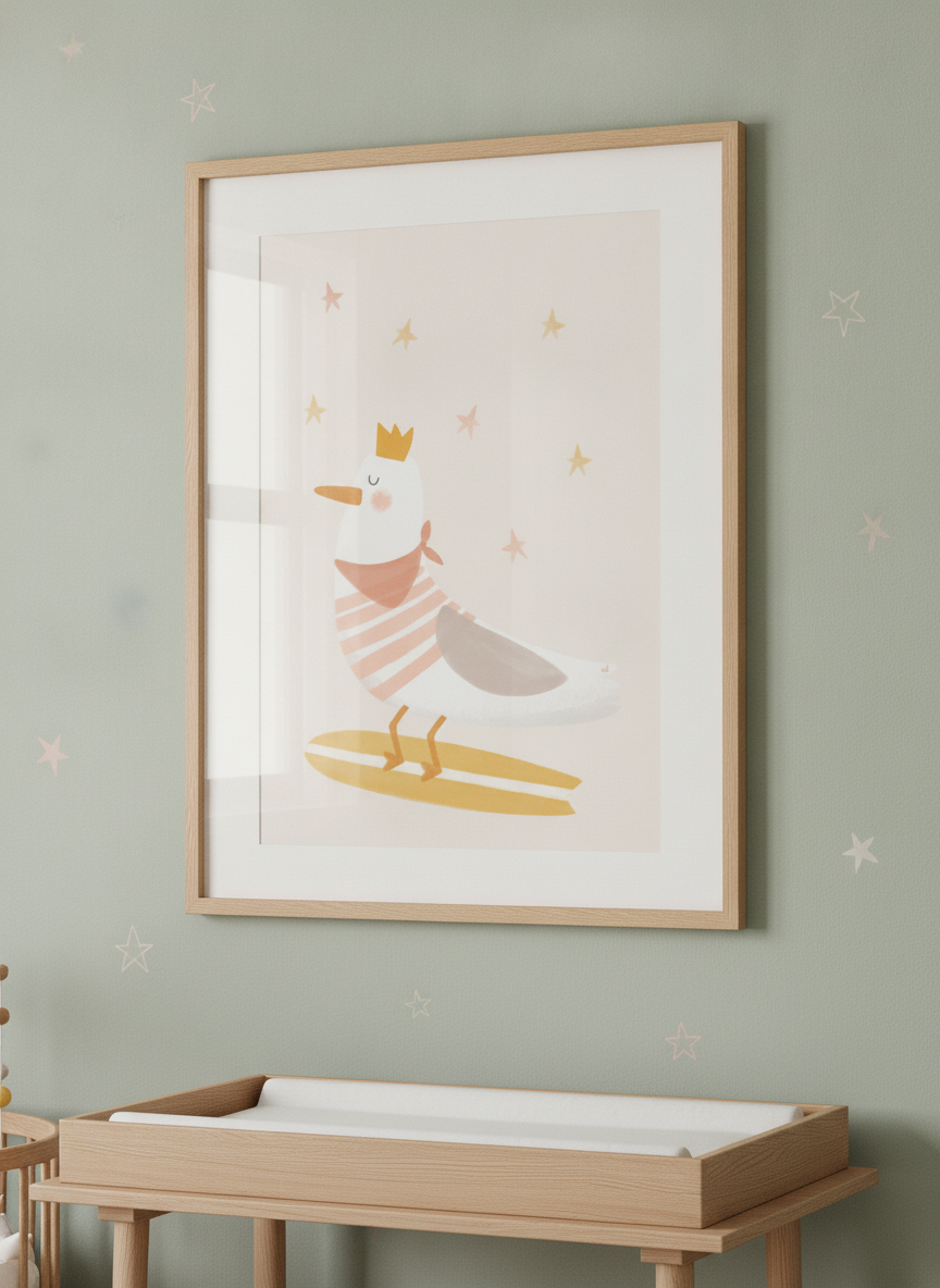 Soft neutral wall art styled in a serene nursery with pastel tones