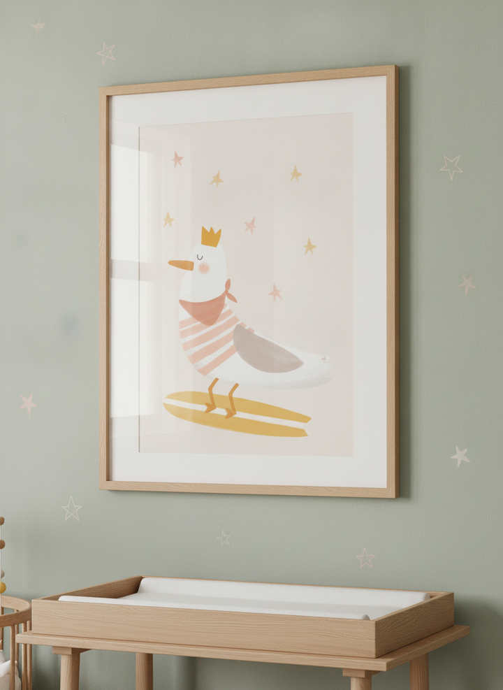 Soft neutral wall art styled in a serene nursery with pastel tones