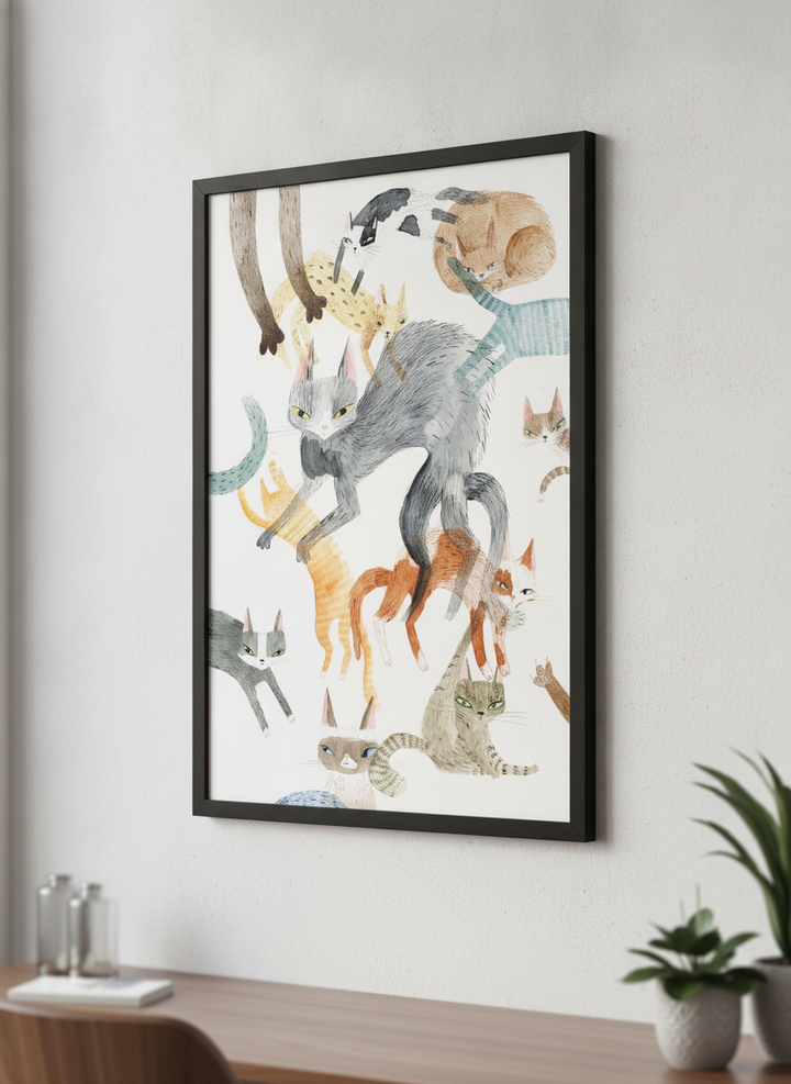 Contemporary wall art featured in a bright modern office workspace