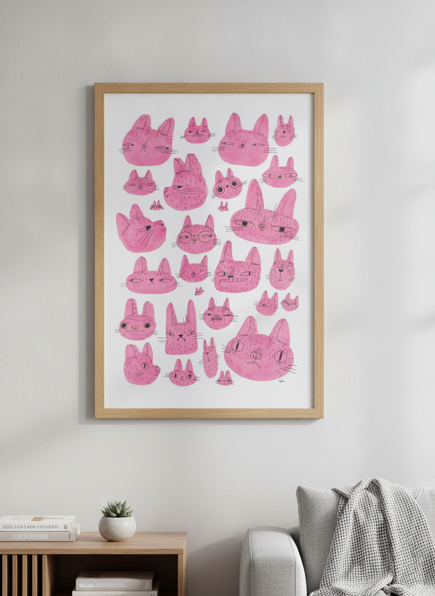 Modern wall art styled above a sofa in a neutral living room