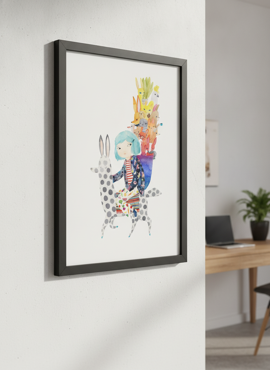 Contemporary wall art featured in a bright modern office workspace