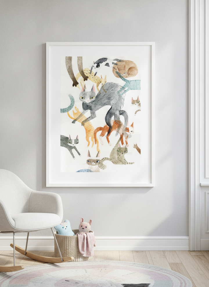 Soft neutral wall art styled in a serene nursery with pastel tones
