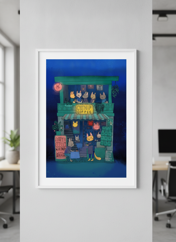 Contemporary wall art featured in a bright modern office workspace