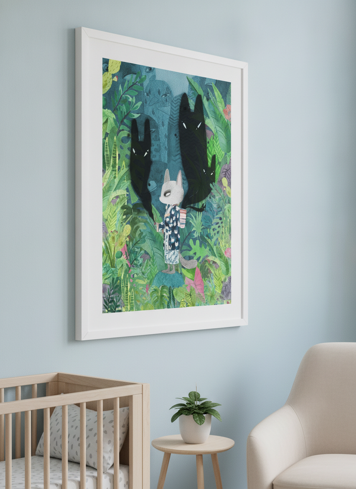 Soft neutral wall art styled in a serene nursery with pastel tones