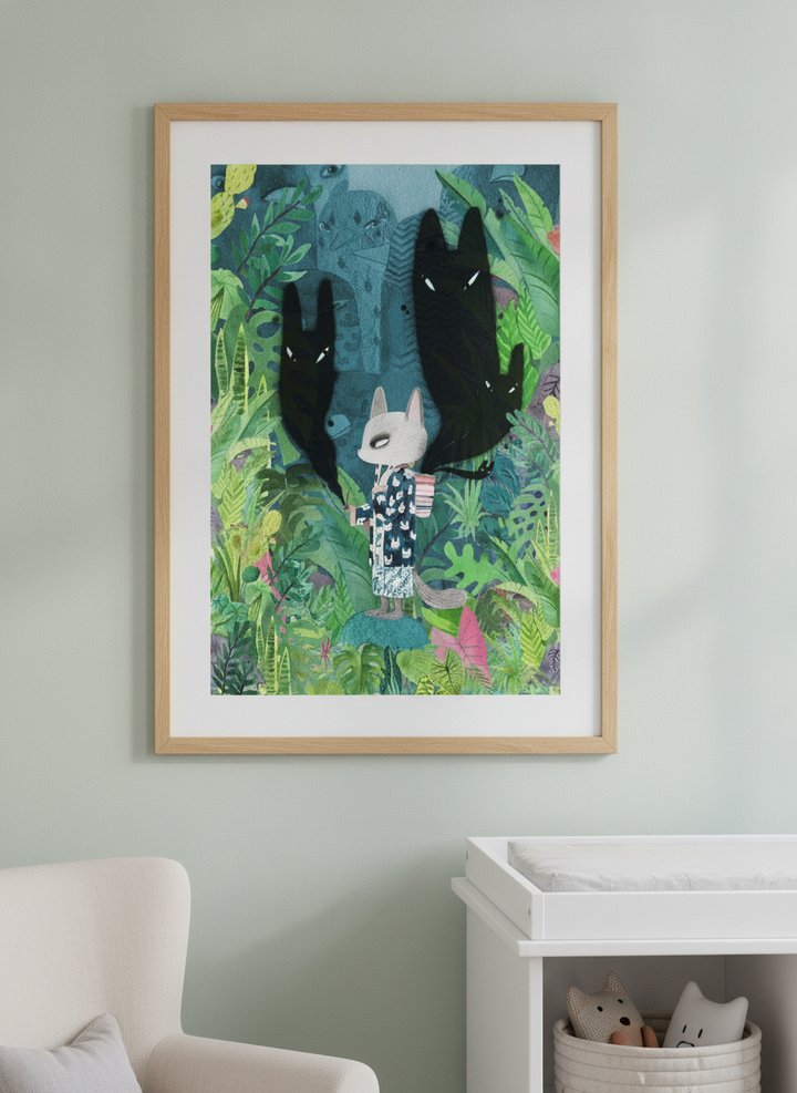 Soft neutral wall art styled in a serene nursery with pastel tones