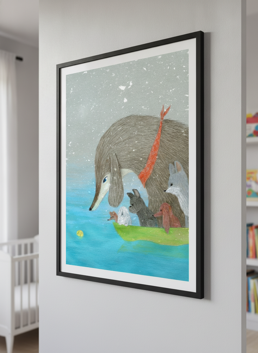 Soft neutral wall art styled in a serene nursery with pastel tones