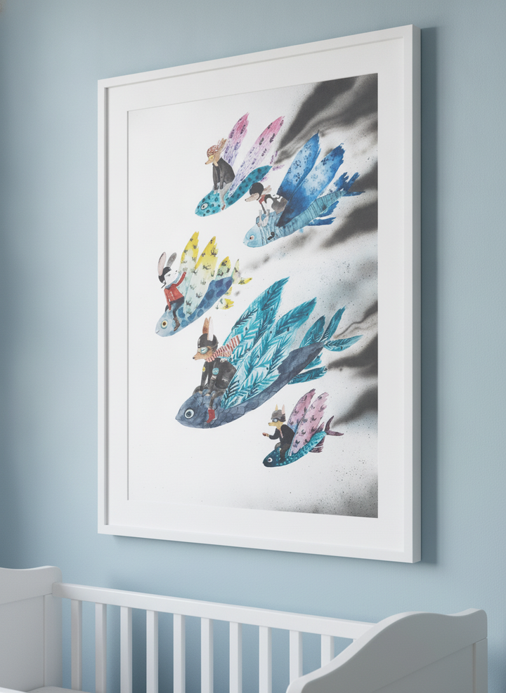 Soft neutral wall art styled in a serene nursery with pastel tones