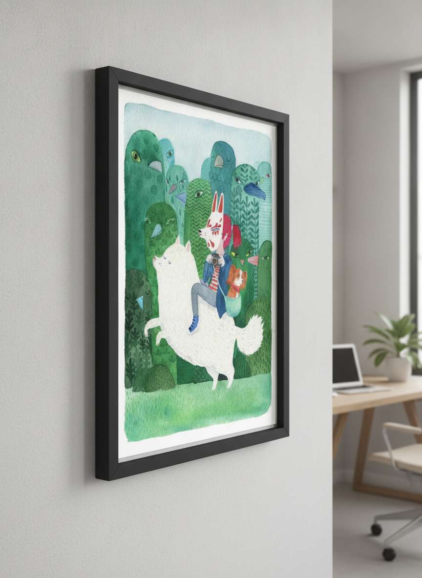 Contemporary wall art featured in a bright modern office workspace