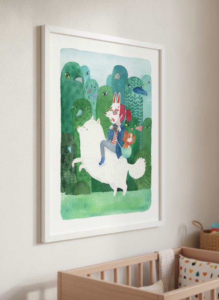 Soft neutral wall art styled in a serene nursery with pastel tones