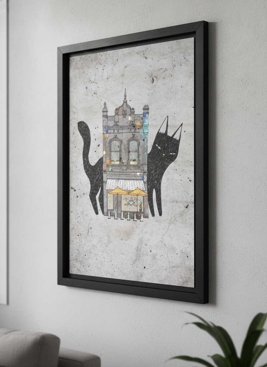 Modern wall art styled above a sofa in a neutral living room