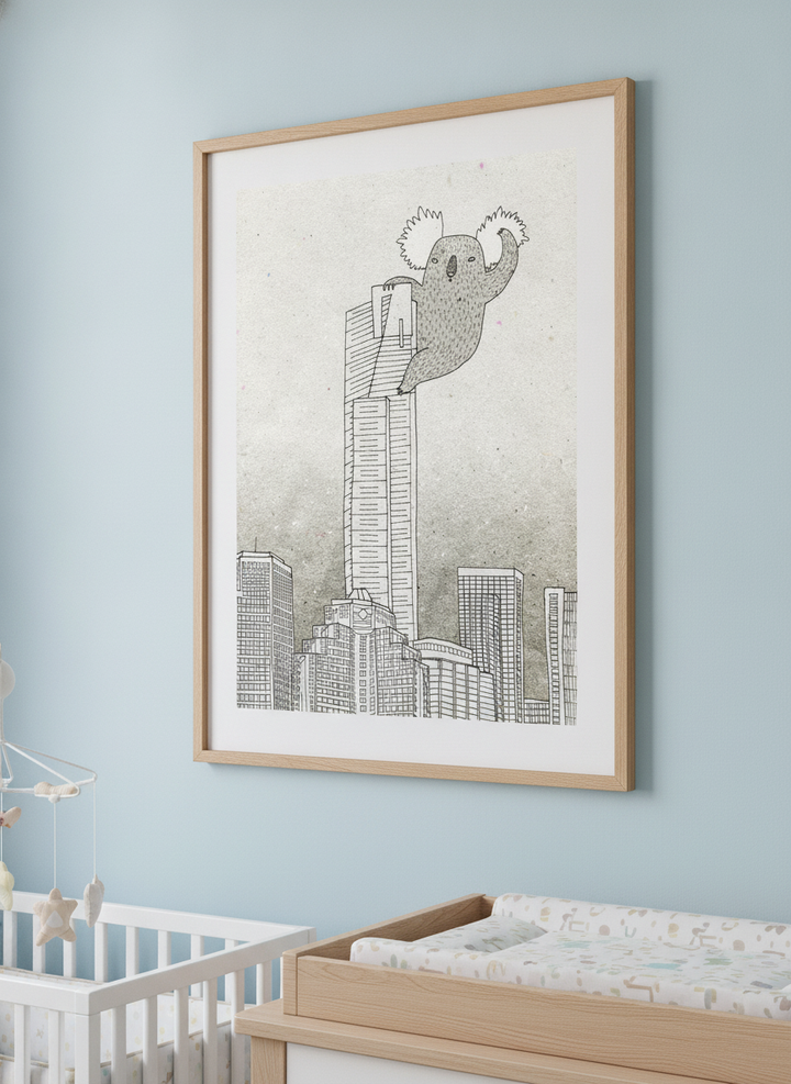 Soft neutral wall art styled in a serene nursery with pastel tones