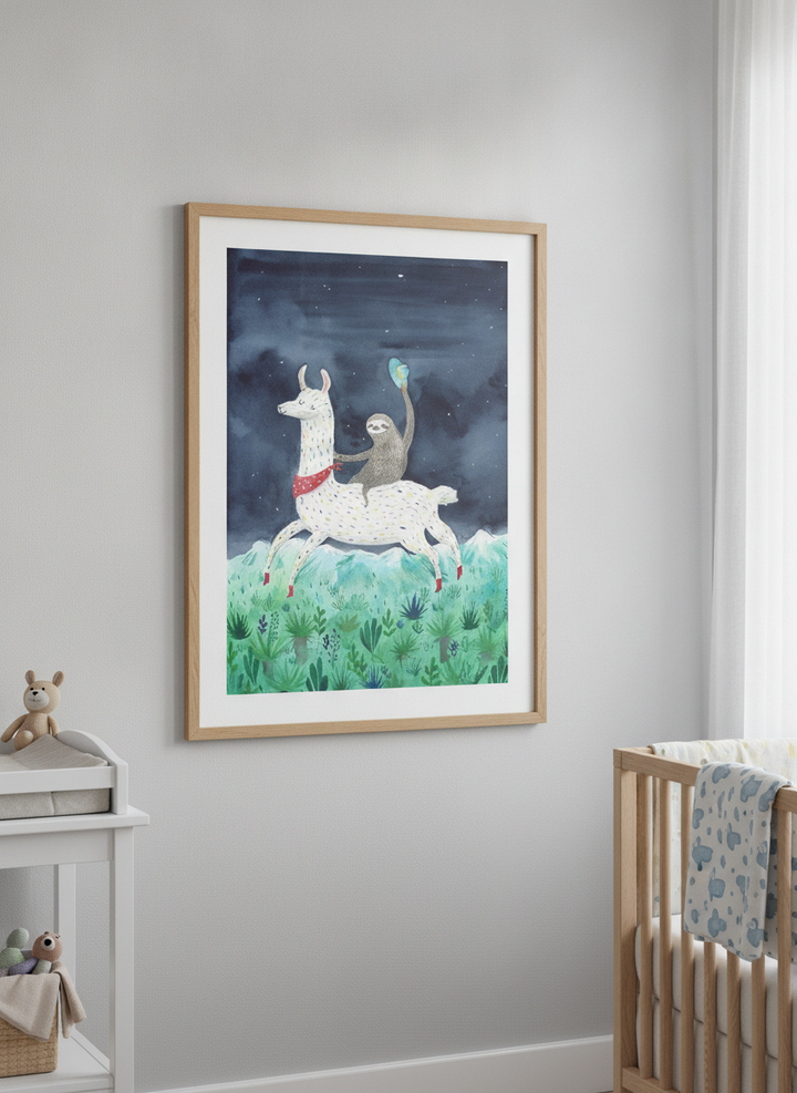 Soft neutral wall art styled in a serene nursery with pastel tones