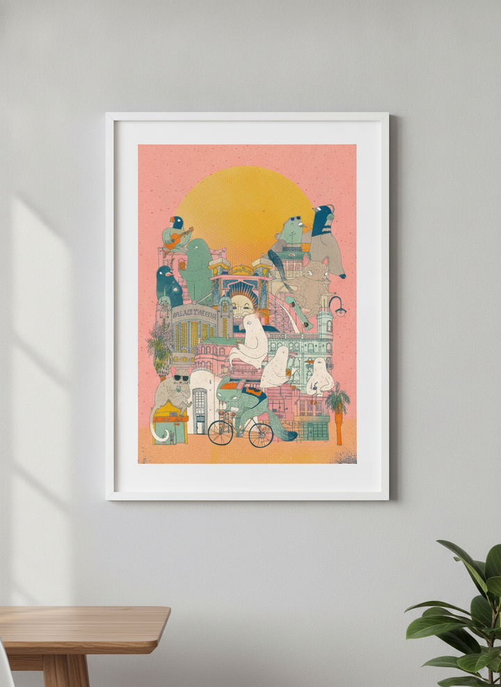 Contemporary wall art featured in a bright modern office workspace
