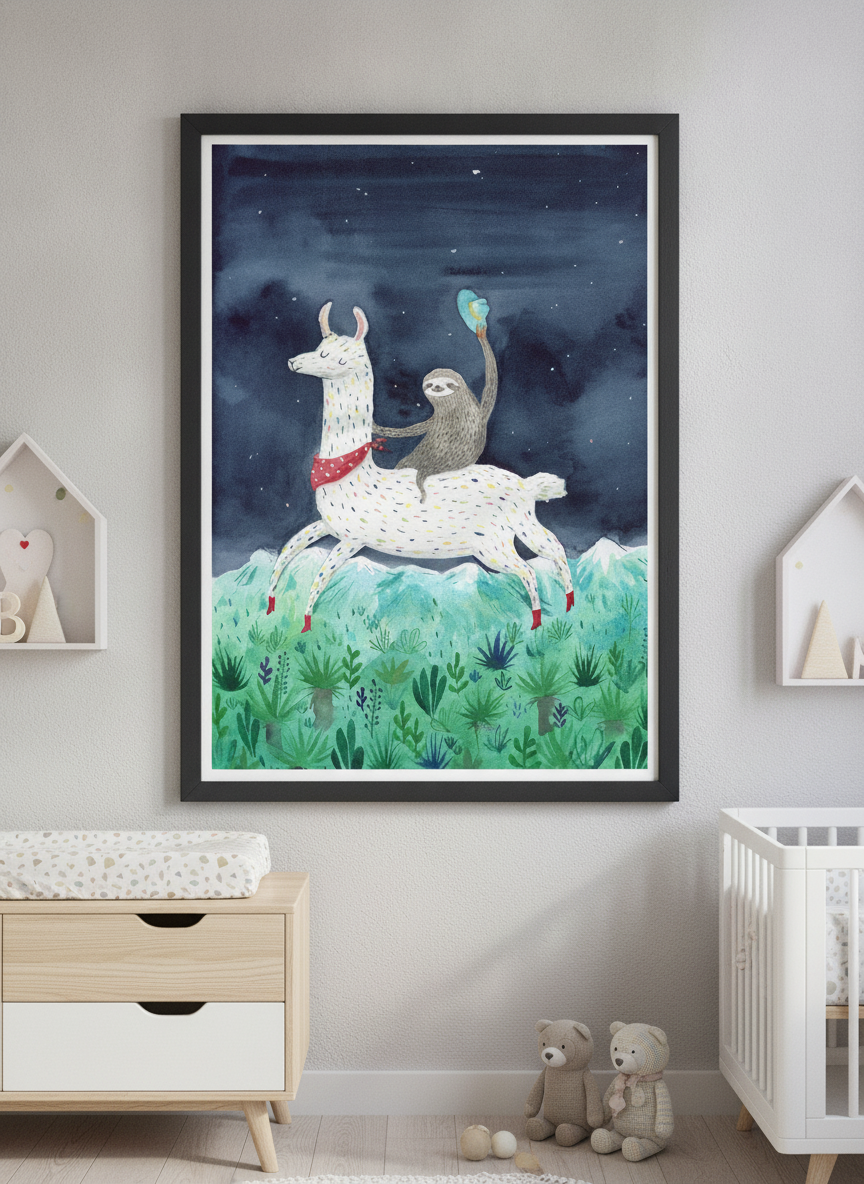 Soft neutral wall art styled in a serene nursery with pastel tones