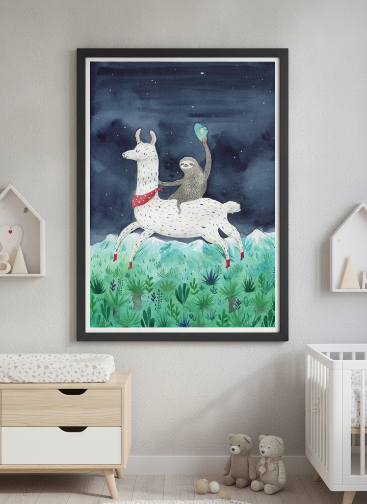 Soft neutral wall art styled in a serene nursery with pastel tones