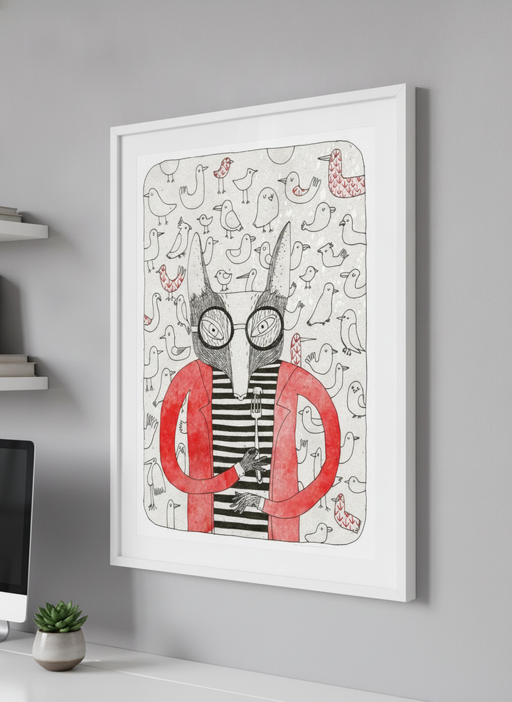 Contemporary wall art featured in a bright modern office workspace